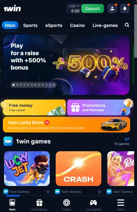 Main Page 1Win Mobile Main Page 1Win Mobile