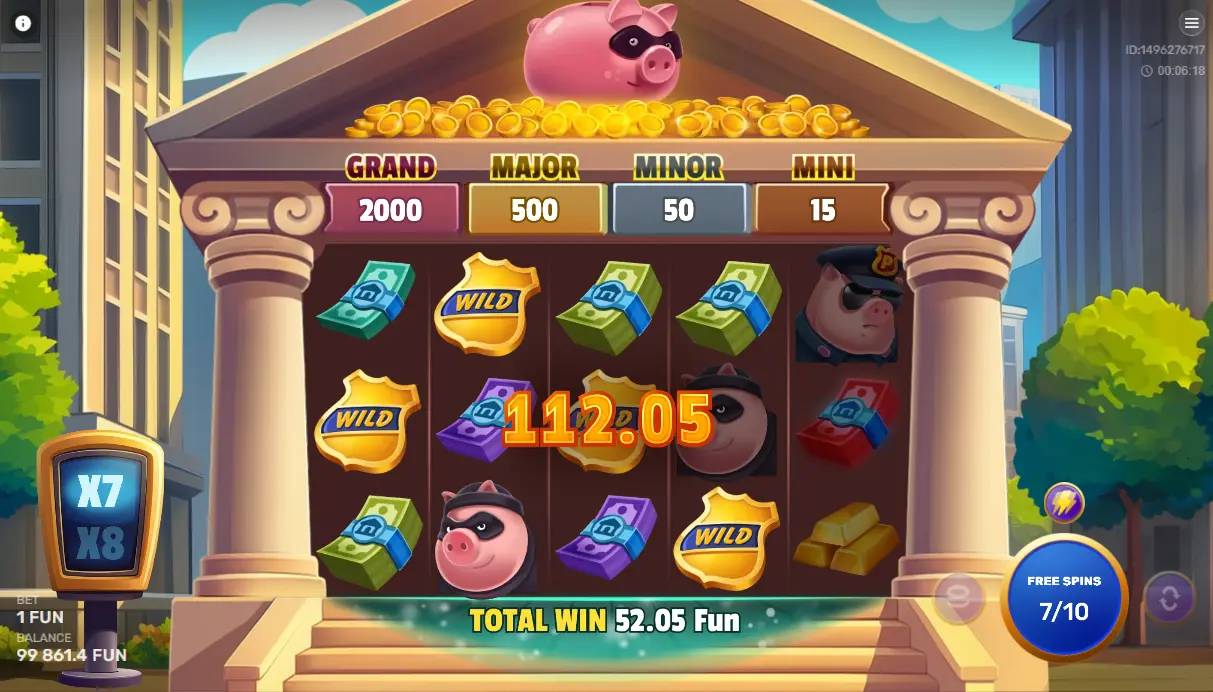Winning in Gangsta Piggy Hold and Win